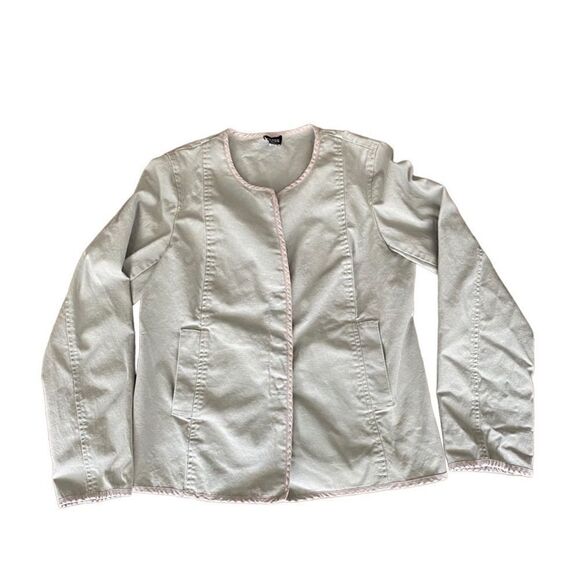 Eileen Fisher Jacket Collarless Military Fatigue Small Cotton Blend Small - Picture 1 of 5